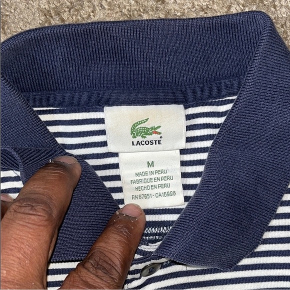 Lacoste Men's Blue and White Striped Polo - Picture 2 of 2